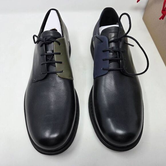 CAMPER TWINS TWS BLACK OLIVE BLUE LEATHER DERBY DUAL COLOR SHOES MENS 12 NEW - Picture 2 of 10